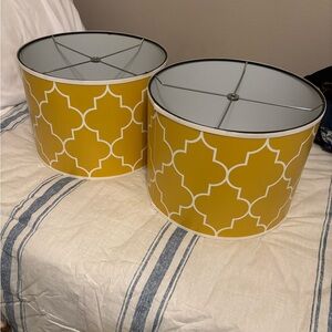 Yellow Patterned Drum Lampshade Set